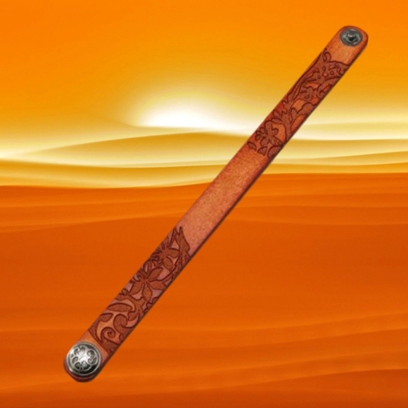 Orange Genuine Leather Bracelet - Picture 4 of 5